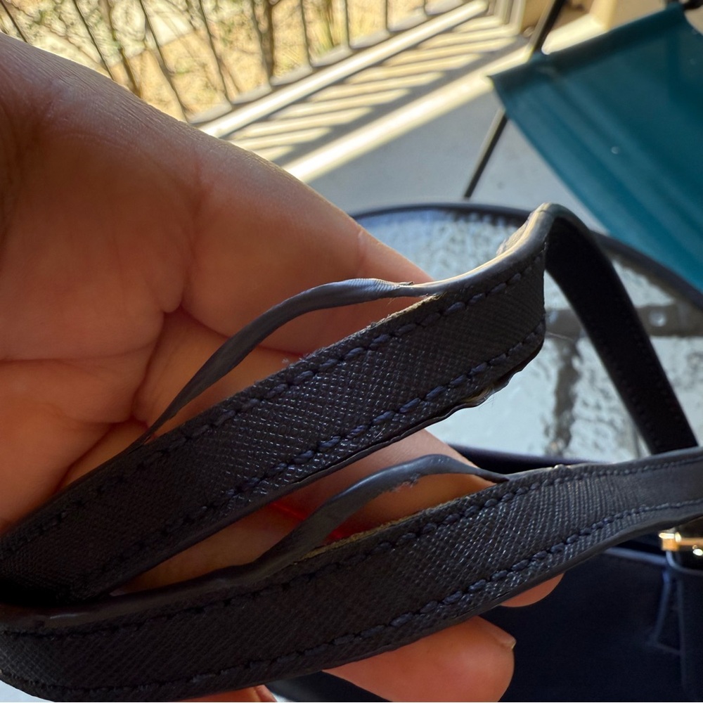 Tory Burch Womens Dark Blue Saffiano Leather Inner Pocket Double Handle Tote Bag - Picture 6 of 11